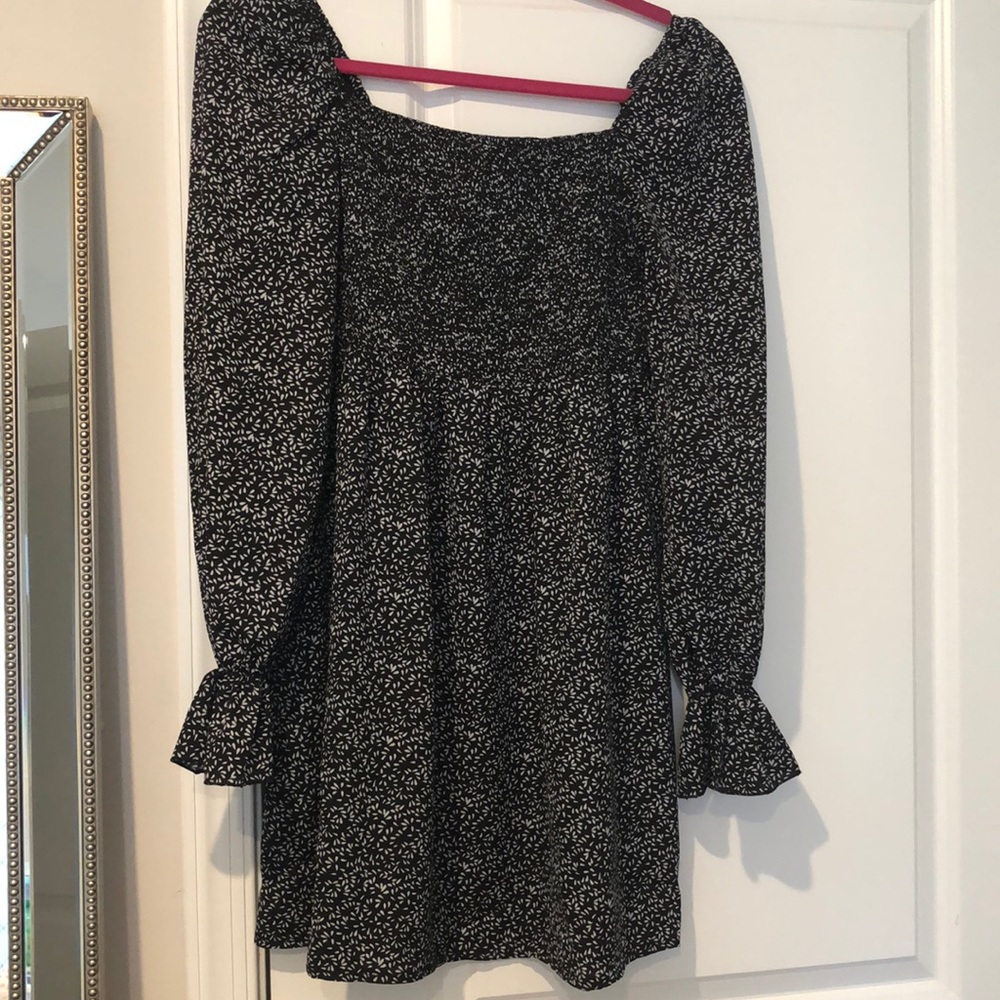 Black shirted milkmaid mini dress